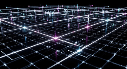 Obraz premium Abstract grid network technology background digital data connection system cyberspace future design wallpaper