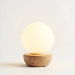 Modern Wooden Table Lamp with Bright Light Isolated on White or Transparent Background