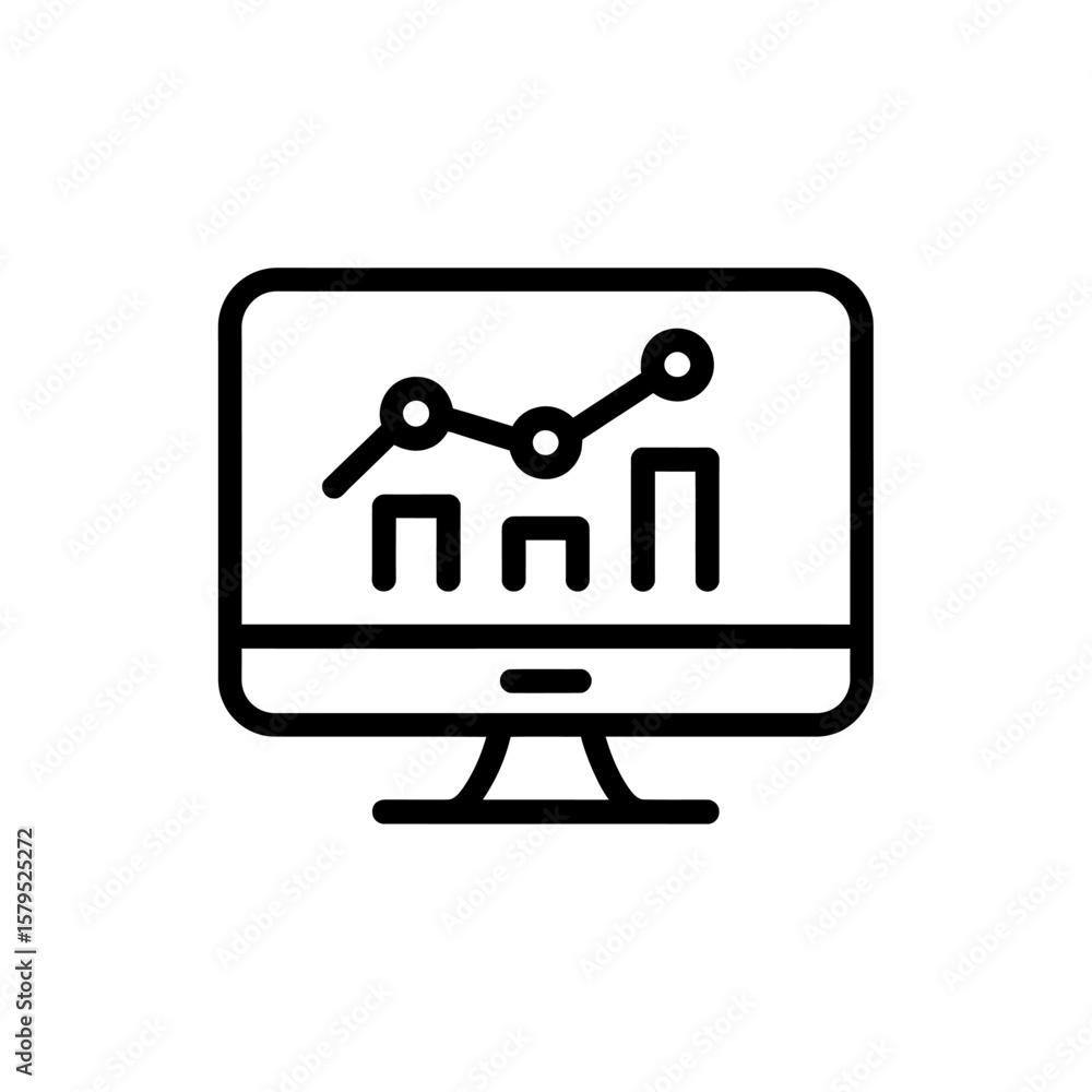 Poster business analytics report on computer screen displays key performance indicators and financial growt