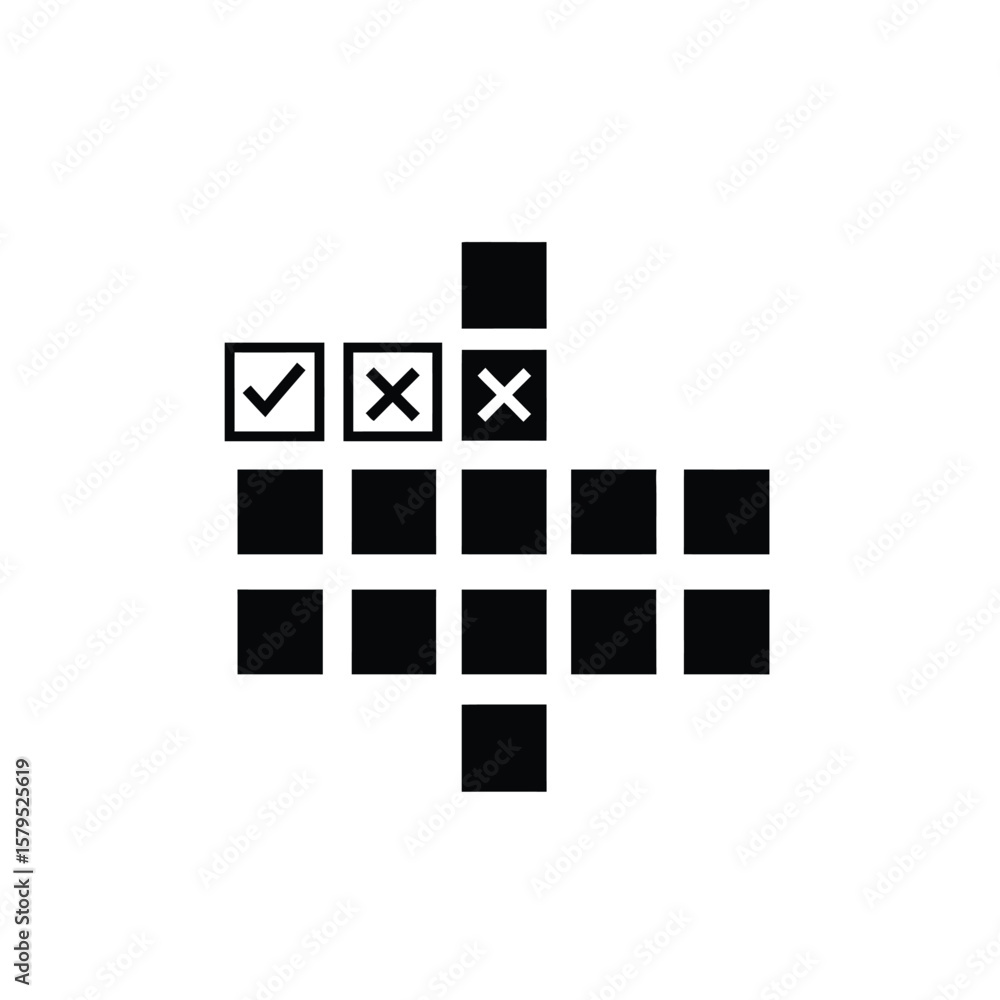 Poster crossword grid with check and cross marks vector