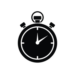 Stopwatch timer icon black silhouette vector