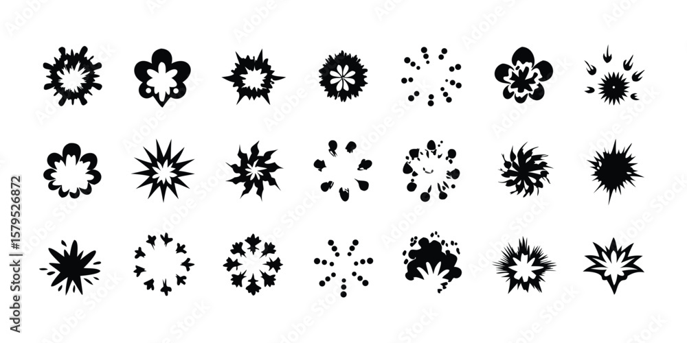 Poster extensive collection of 27 explosion and blast line icons a versatile vector set for dynamic visuals