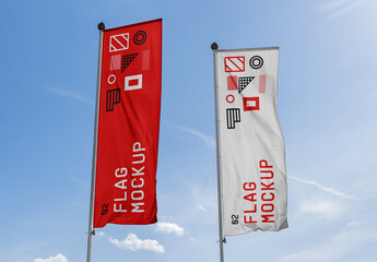 Two Vertical Flags Mockup