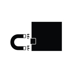 Horseshoe magnet attracting square panel vector