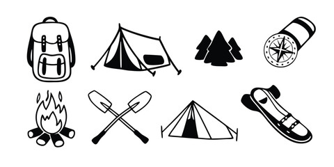 Fototapeta premium Set of 8 camping icons vector