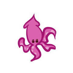 Pink Squid Cartoon Illustration