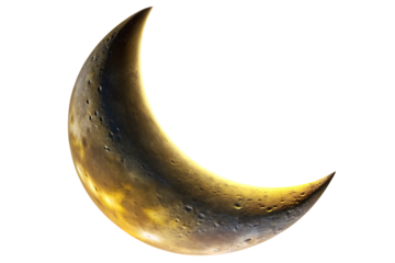 crescent moon isolated on white background, png, ai generated.