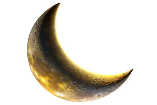 crescent moon isolated on white background, png, ai generated. - Powered by Adobe