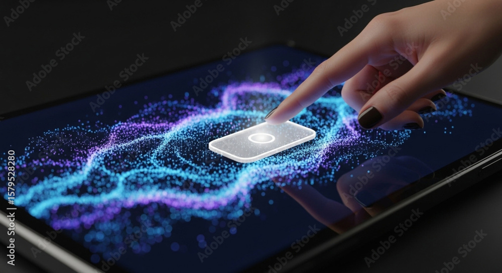 Poster touchscreen technology finger interaction digital display device interface innovation concept