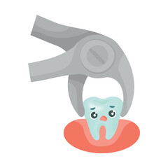 Obraz premium Wisdom tooth removal. Tooth extraction procedure illustration. Dental surgery