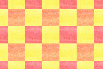 Seamless watercolor geometric pattern in patchwork style. Summer watercolor yellow orange background.
