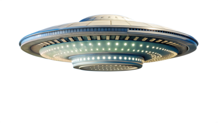 ufo isolated on white background, png, ai generated.