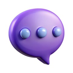 Fototapeta premium Purple 3d speech bubble with three blue dots isolated on white background