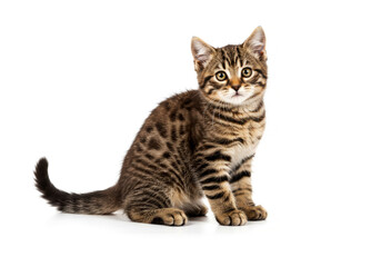 Obraz premium American Bobtail cat posing on white background