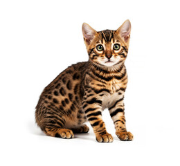 Obraz premium Bengal kitten posing on white background