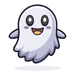 Obraz premium Cute Ghost Illustration with Smiling Expression A Spooky-Adorable Halloween Symbol