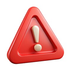 Red exclamation mark warning sign triangle isolated on white background