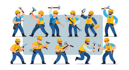 Fototapeta premium Construction Worker Character Design Sheet