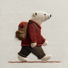 Whimsical Bear Embroidery in Scandinavian Style: Handmade Textile Art for Winter Apparel and Ecologically Conscious Childhood Design