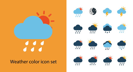 Obraz premium Weather Color Icon Set