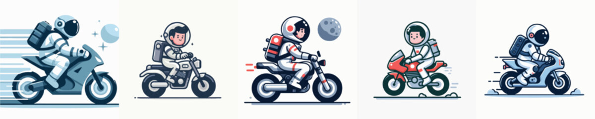 astronaut character vector riding a motorbike © sarah16blakeyxh2