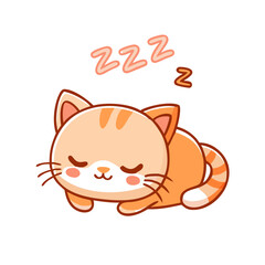 Obraz premium Sleepy Kitten Vector Sticker — Cute Kawaii Nap Icon 