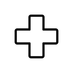 Fototapeta premium Simple black plus sign icon with rounded corners on a white background