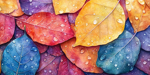 Colorful Aspen Leaves Close-Up