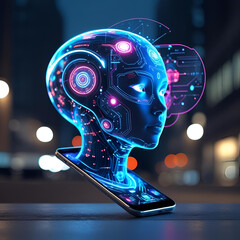 Ologramma AI proiettato da uno smartphone