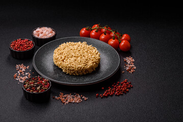 Instant noodles or ramen, Asian food, pasta with vegetables. Noodles, takeaway food