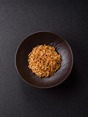 Instant noodles or ramen, Asian food, pasta with vegetables. Noodles, takeaway food