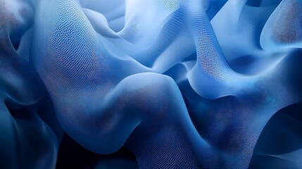 Abstract Wavy Fabric Pattern, Blue Mesh Textile, Draped Elegant Material, Modern Design