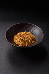 Instant noodles or ramen, Asian food, pasta with vegetables. Noodles, takeaway food