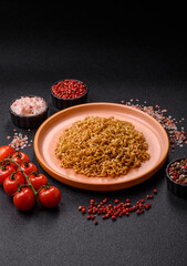Instant noodles or ramen, Asian food, pasta with vegetables. Noodles, takeaway food
