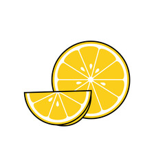 Yellow Lemon Icon Sliced Half Bold Black Outline Simple Design