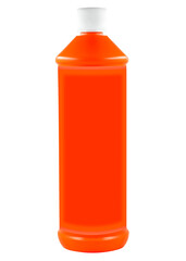 Orange colored product bottle isolated with blank label copy space for text.