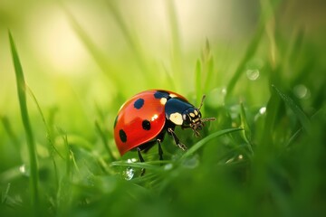 Obraz premium Ladybug on lawn