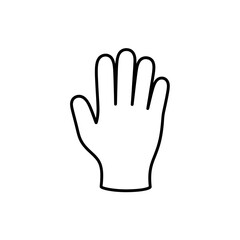 Simple black outline of an open hand with fingers spread against a white background