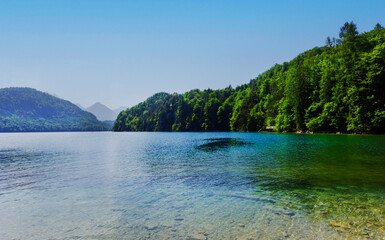 The Forggensee lake near the town of Fussen, Bavaria
