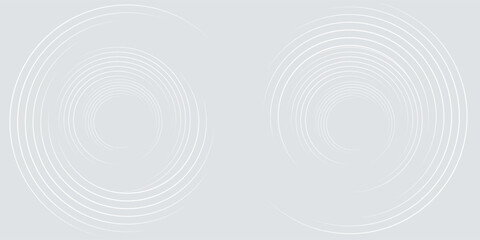 Abstract white glowing geometric lines on gray background. Modern shiny blue circle lines pattern. Futuristic technology concept. Suit for cover, poster,