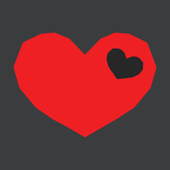 Geometric Red Heart vector Red heart Love symbol Heart on Heart Romance