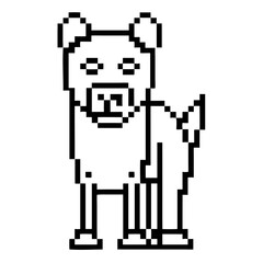 Hyena standing in a pixel art style with clear outlines showcasing its features