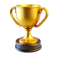 A gleaming golden trophy with elegant handles sits proudly on a dark base isolated on transparent background