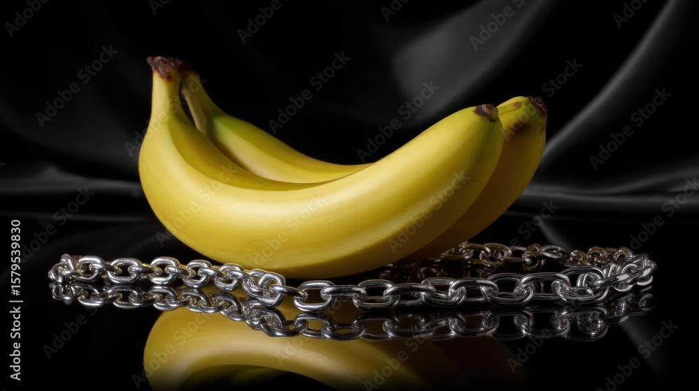 Poster bunch of yellow bananas on a black background. the bananas are arranged in a way that they are overl