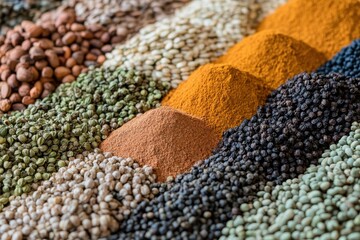 Local market spices in vibrant colors from India