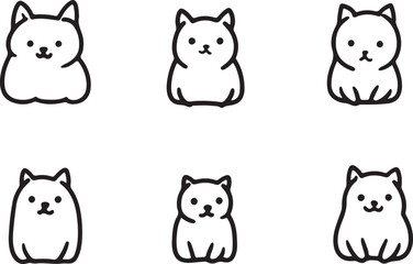 Fototapeta premium set of hand drawn line art vector of cute cats