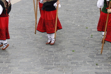 Basque traditional folk dance in an outdoor festival