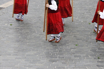 Basque traditional folk dance in an outdoor festival