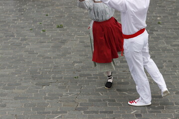 Basque traditional folk dance in an outdoor festival