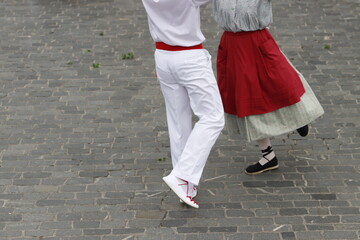 Basque traditional folk dance in an outdoor festival
